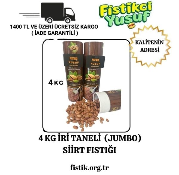 Duble Ana Çatlak Jumbo Boy Siirt Fıstığı Kavrulmuş 4KG