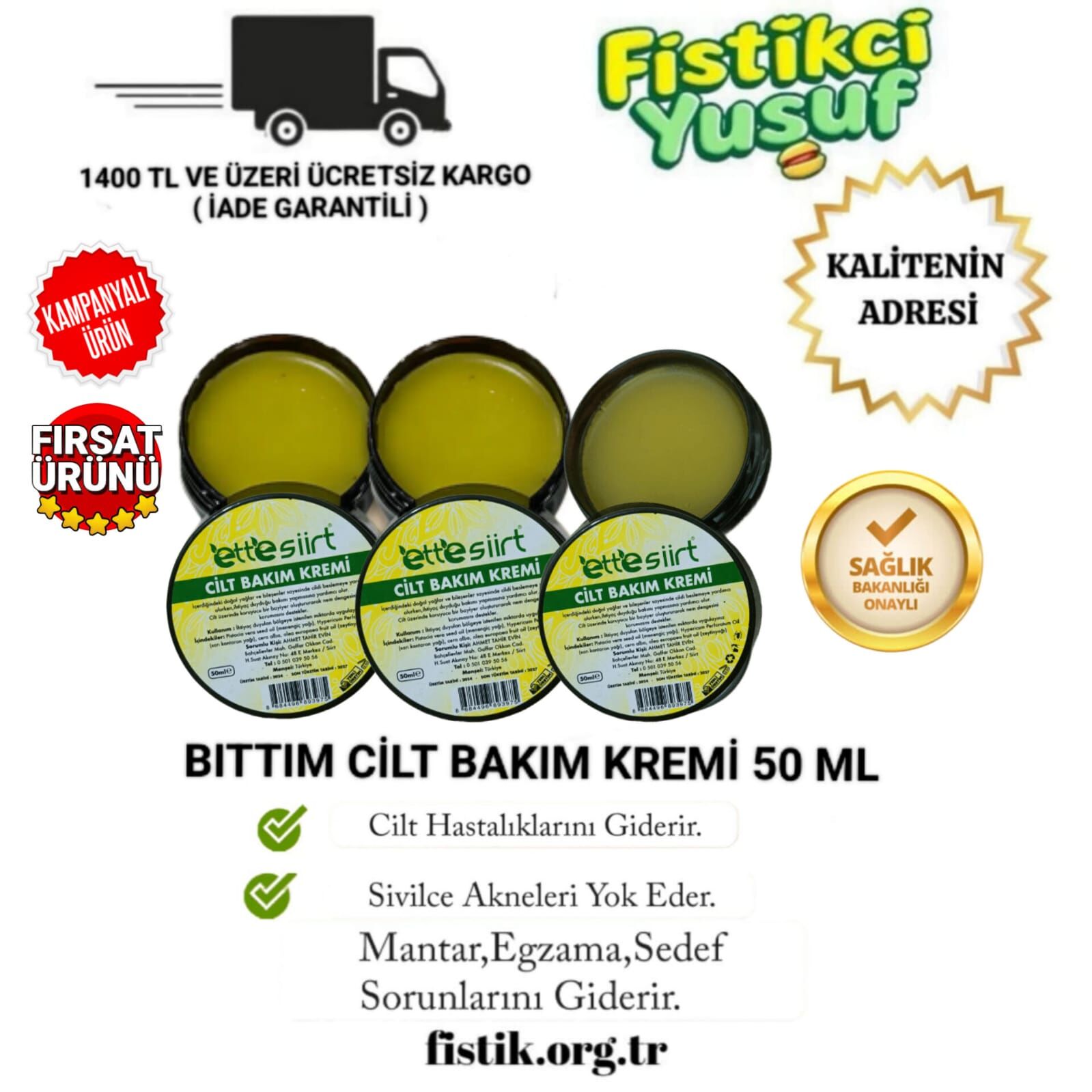 3 ADET BITTIM ÖZLÜ CİLT BAKIM KREMİ 50ML