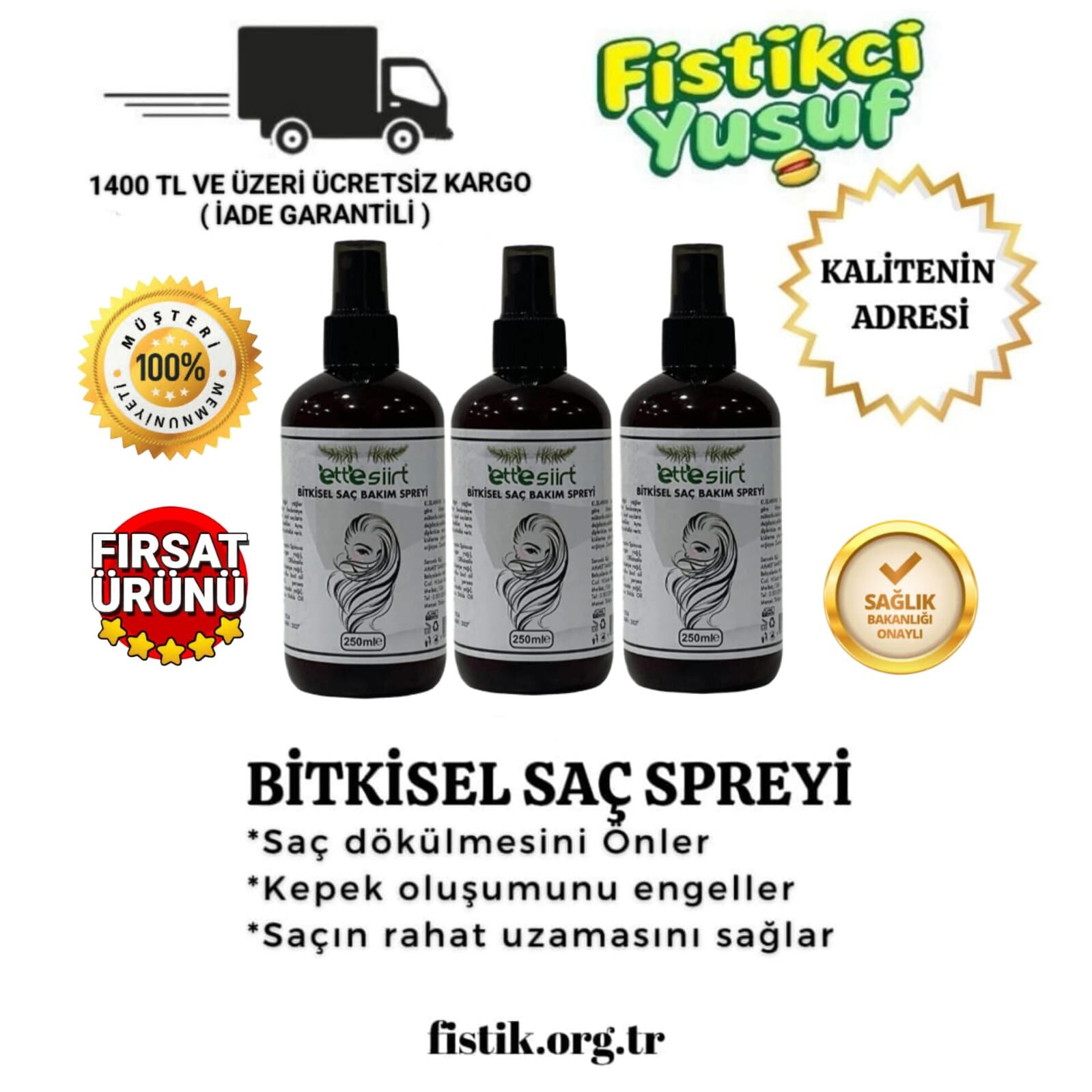 3 ADET BITTIM YAĞI SAÇ BAKIM SPREYİ 250 ML